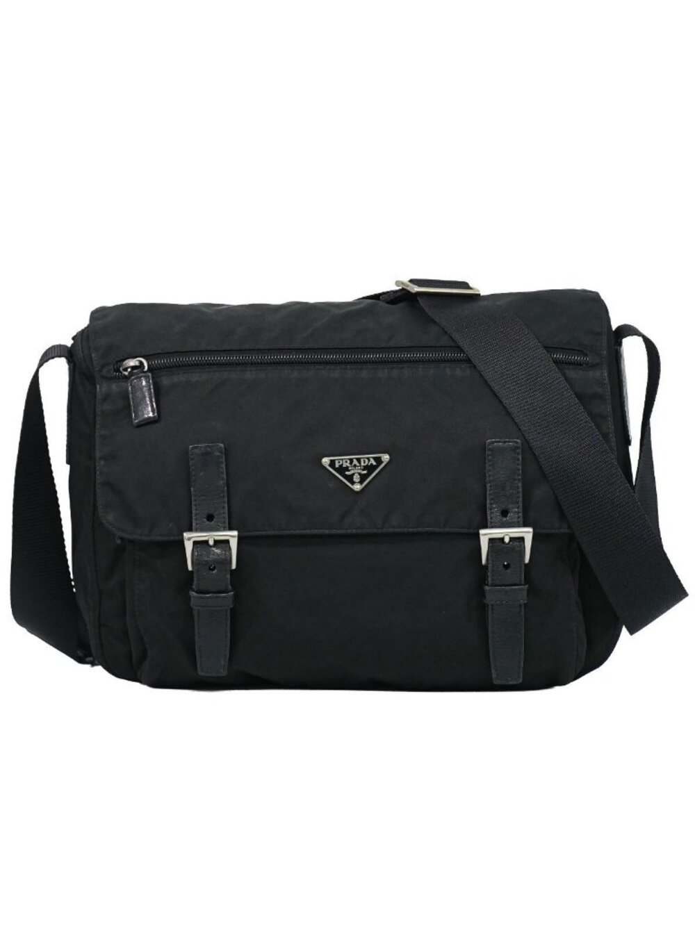 Prada Nylon Shoulder Bag Pochette Black